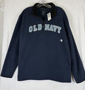 Vintage Old Navy Hoodie Large Men 1/4 Zip Blue Logo Sweatshirt Deadstock New