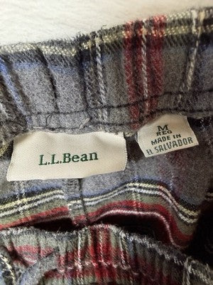 LL Bean Scotch Plaid Flannel Pajama Pants Medium Womens Gray PJ Sleep Cotton