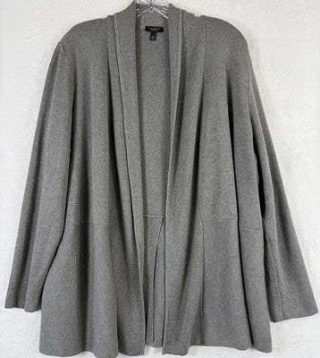 Talbots Cardigan Sweater 2X Petite Womens Gray Open Front 2XP