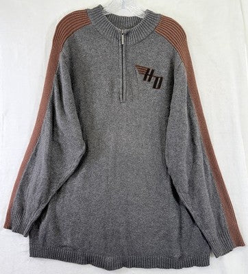 Harley Davidson Sweater Mens XL Gray Logo Wool Blend *FlawRead