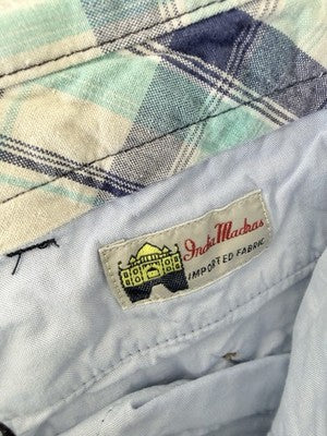Brooks Brothers Shorts 33 Mens India Madras Plaid Blue 10.5” 100% Cotton