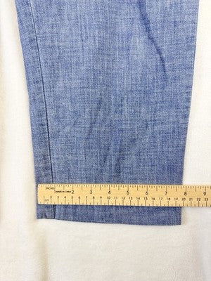 Lands End Chambray Crop Pants 16 Petite Blue Womens 16P 100% Cotton