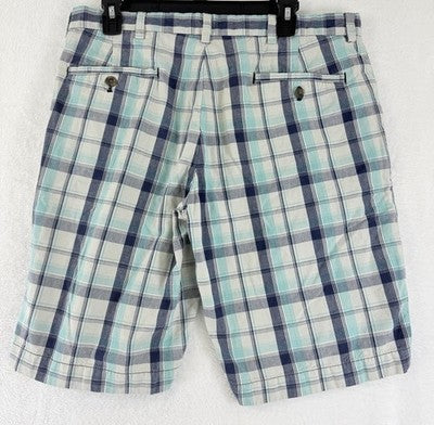 Brooks Brothers Shorts 33 Mens India Madras Plaid Blue 10.5” 100% Cotton