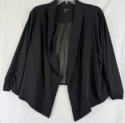 Torrid 3 Jacket Blazer Women Black Open Front 3/4 Sleeve Plus Size