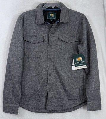 Horizon Outfitters Men’s Medium Shirt Quilted Knit Long Sleeve Gray Snap Front