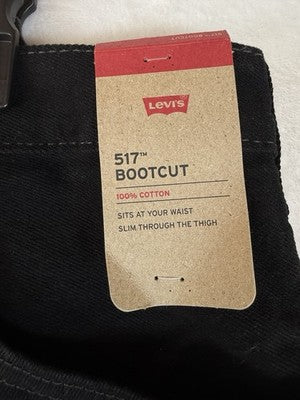 Levis 517 Jeans Boot Cut Mens 34x30 Black Bootcut  New NWT