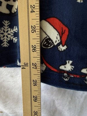 Peanuts Pajama Pants Large Blue Snoopy Santa Clause Fleece
