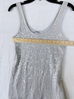 Express Sequin Tank Top Medium Gray Womens Sleeveless Knit