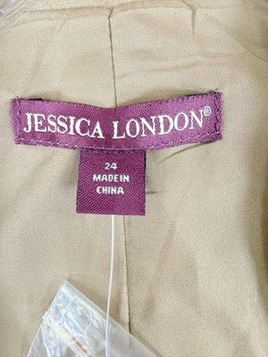 Jessica London 24W Sleeveless Blazer Beige Lined Jacket Vest New NWT