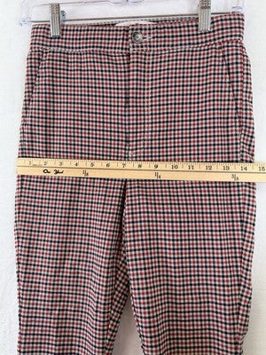 Hollister Ultra High Rise Pants Small Womens Red Blue Check Womens