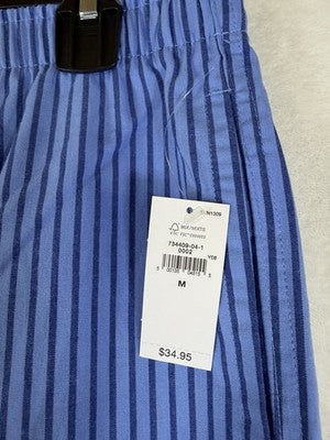 Gap Poplin Pajama Pants Medium Blue Striped Womens 100% Cotton New NWT