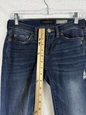Aeropostale Skinny Jeans Women 00 Blue Denim Distressed