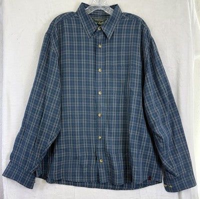 Woolrich Shirt Mens XL Blue Plaid Long Sleeve Button Down