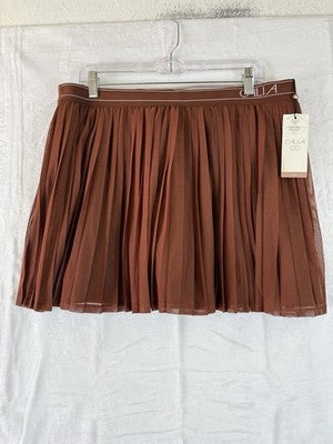 Calia Pleated Tennis Skort XL Brown Pull On 15” High Rise Womens New NWT