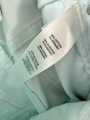 Chicos Platinum Jeans 00 Size 2 Womens Aqua Blue