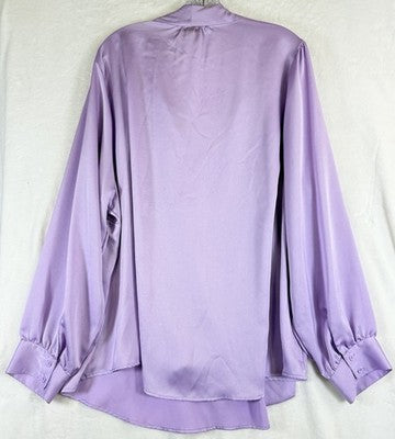 Torrid Size 3 Tops Satin Tie Neck Blouse Purple Womens Long Balloon Sleeve