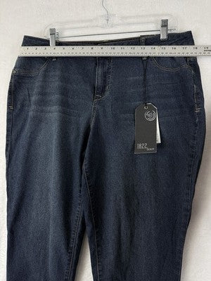 1822 Denim Jeans 14W Womens Ankle Skinny Fringe Hem Blue Mid Rise New NWT