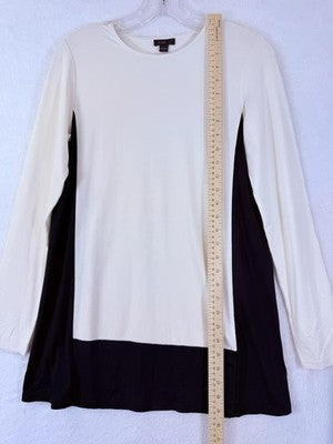 J Jill Wearever XS Top Long Sleeve Jersey Knit Ivory Black Tunic Womens