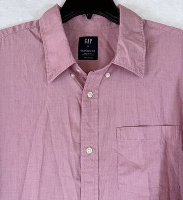 Gap Standard Fit Shirt XL Mens Pink Button Up Long Sleeve Cotton Poplin New NWT