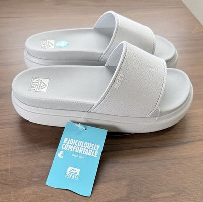 Reef Sandals Women 9 New Cushion Gray Bondi Bay Slides