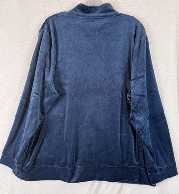 Talbots 3X Petite Jacket Velour Full Zip Blue 3XP Plus Size Womens New NWT
