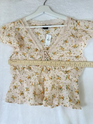 Gap Top Small Womens Babydoll Flutter Sleeve Floral Whimsical Fairycore New NWT