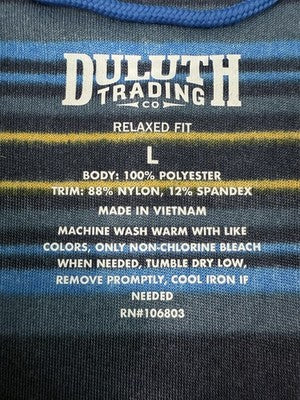 Duluth Trading Large Men’s Fleece 1/4 Zip Pullover Blue Striped Mock Neck