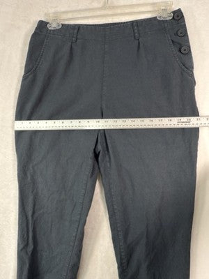 Seasalt Cornwall Nanterrow Trousers 10 Petite Pants Gray Blue Linen Cotton Women