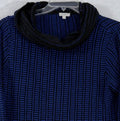 Talbots Sweater Large Black Blue Pullover Funnel Neck Knit Womens Tops