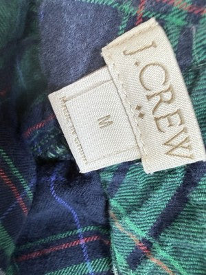 J Crew Flannel Pajama Pants Medium Mens Green Blue Plaid 100% Cotton PJ
