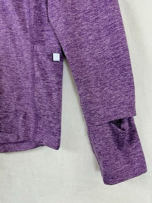 Nike X Peloton 1/2 Zip Running Top Large Purple Dri Fit Pocket Thumb Holes