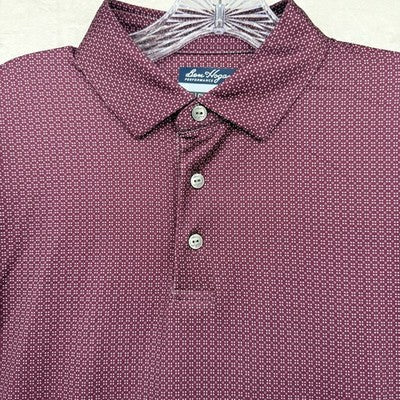 Ben Hogan Performance Polo Small Mens Shirt Sleeve Burgundy Print Golf Shirt New