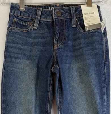 Gap Kids Girlfriend Jeans 7 Girls Dark Wash Blue New NWT
