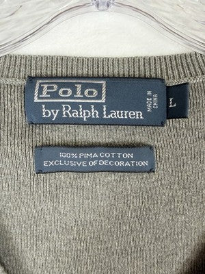 Polo Ralph Lauren Sweater Vest Men Large Gray 100% Pima Cotton V Neck