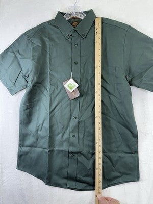 Harrington Shirt Medium Mens Green Short Sleeve Teflon 100% Cotton New NWT