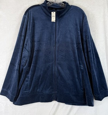 Talbots 3X Petite Jacket Velour Full Zip Blue 3XP Plus Size Womens New NWT