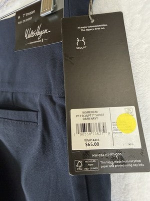 Walter Hagen Golf Shorts Medium Womens Pull On Navy Blue Sculpt Lady New NWT
