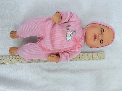 Zaps Creation Doll Annabell Baby Girl Pacifier Pink Outfit Hat Brown Eyes 14”