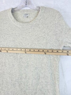 J Crew Sweater XS Womens Wool Blend Crew Neck Long Sleeve Top Ivory Gray