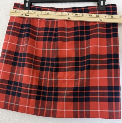 J Crew Mini Skirt 4 Red Plaid Wool Blend Lined Womens