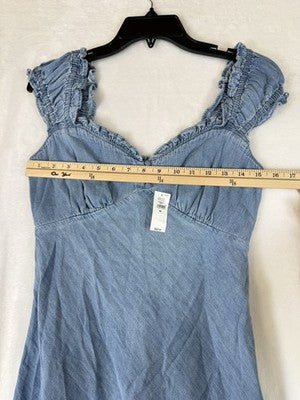 Gap Denim Maxi Dress XS Sweetheart Neckline Blue Long Womens Sleeveless New NWT