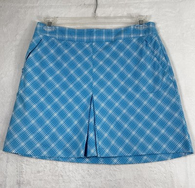 Walter Hagen Golf Skort 8 Blue Plaid Skirt With Shorts Womens Tennis