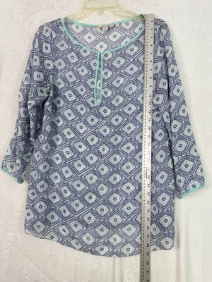 Boden Tops Women 10 Tunic Blue Lightweight Top Blouse 100% Cotton