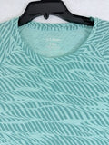 LL Bean Trail Tee Womens Small Green Print Pocket Short Sleeve Top Shirt