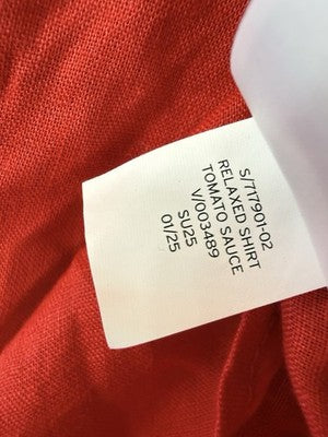 Gap 100% Linen Shirt Large Women Red Long Sleeve Button Up Top Oversized New NWT