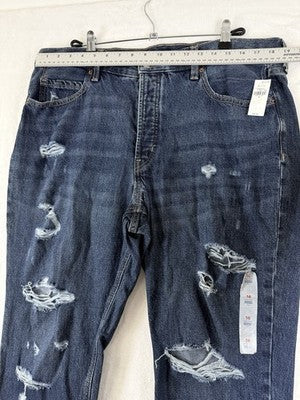 Old Navy Crop Jeans Womens 16 Slouchy Straight Leg Extra High Rise Blue NWT