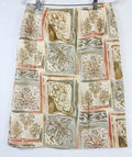 Vintage Womens Skirt 10 Leaf Print Green Tan Pencil 80s 90s Made In USA
