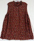 Talbots 22W Top Sleeveless Washed Silk Red Floral Womens Blouse