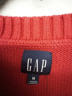 Gap Cable Knit Sweater Women Medium Red 100% Cotton Long Sleeve Top