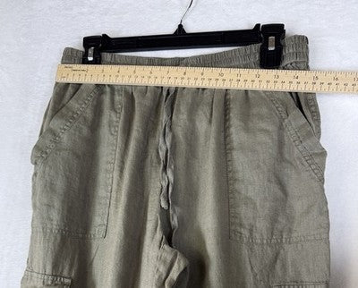 Magaschoni 100% Linen Pants Large Joggers Brown Pull On Cargo Womens